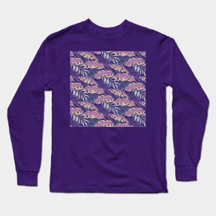 Lilac Leopard Banana Leaves Long Sleeve T-Shirt